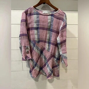 Habitat Linen Tunic Crinkle Top- womens small